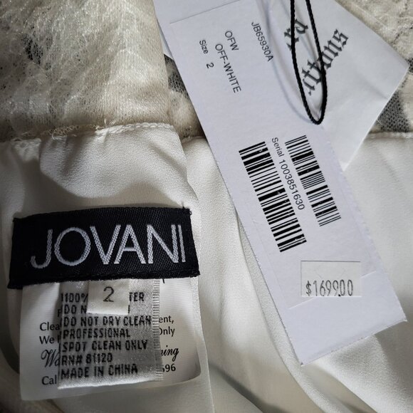 NWT~$1699~JOVANI~2/4~IVORY EMBELLISHED LACE FIT & FLARE WEDDING DRESS GOWN - Picture 15 of 16